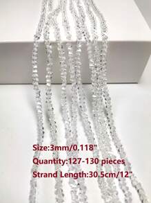 1串&10串 三角形玻璃珠/玻璃水晶刻面珠，適用於珠寶製作/DIY散珠/婚禮裝飾 - 無色 - 查看 16