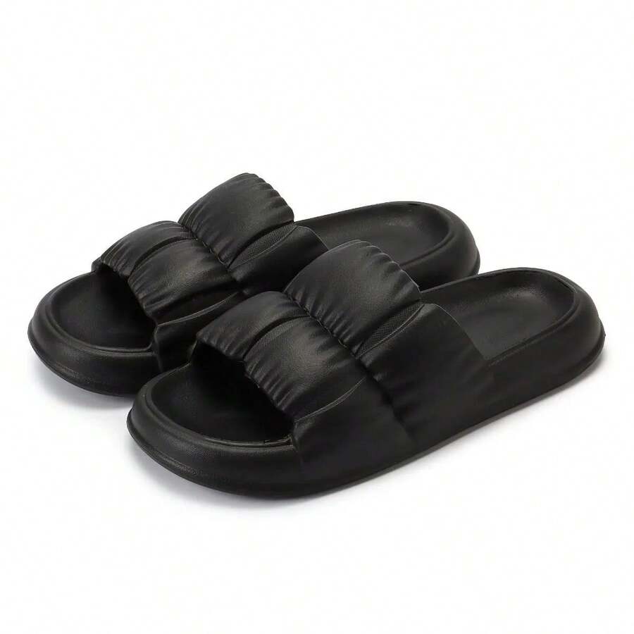 Comfort Slides Sandals Ultra-Soft Slippers Extra Soft Cloud Shoes Anti-Slip Cool - Black - View 1