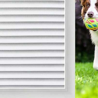 1捲浴室用隱私窗紙,不含粘合劑的霧面玻璃貼紙,靜電貼附,適用於家庭辦公室,防uv不透明窗蓋,有百葉紋路設計