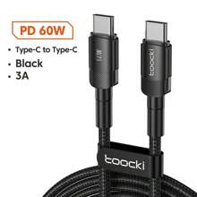 Toocki 60W USB Type C To USB C Cable PD Fast Charging Charger Type-C Wire Cord Compatible With Macbook USBC Cable 1M 2M 3M
