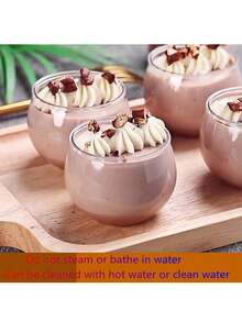 10入組小型圓頂甜點杯,適用於冰淇淋、慕斯、布丁,球形透明塑料杯可用於烘焙包裝 - 無色 - 查看 10