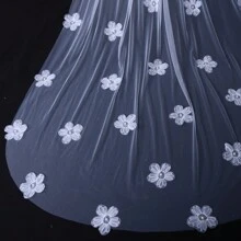 3m Dài Thánh đường Xe lửa Khăn voan cô dâu Với 3D Hoa & Trang trí ngọc trai Và Lược , Cô dâu Phụ kiện - Nhiều màu - Xem 8