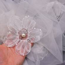 3m Dài Thánh đường Xe lửa Khăn voan cô dâu Với 3D Hoa & Trang trí ngọc trai Và Lược , Cô dâu Phụ kiện - Nhiều màu - Xem 10