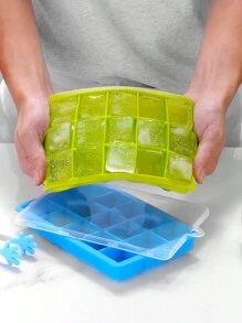 1個15個方格冰塊模具,帶蓋,矽膠冰塊盤,家庭用 - 綠色 - 查看 8