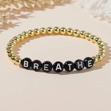 1 Miếng Tối giản Và Khác Tiếng Anh 18K Mạ vàng Đồng Hạt Của phụ nữ Vòng tay , Gấp lại , Ngày lễ Mẹ Qủa tặng , Qủa tặng - vòng tay bảng chữ cái - Xem 19