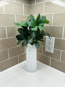 1 件塑膠花瓶適用於客廳、辦公室、陽台裝飾、餐桌中心裝飾、臥室書桌裝飾、創意插花可愛花瓶適合乾燥花和濕花 - 白色 - 查看 5