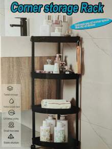 ESTANTE PARA BAÑO DE 4 NIVELES BLANCO Y NEGRO, estante esquinero 4 niveles para baño - Negro - Ver 2