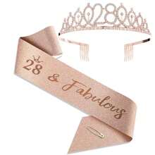 2 cái/bộ Golden Years Old 25-36th 1pc Vương miện pha lê Rhinestone + 1pc Khăn choàng Tiara Trang trí kỷ niệm sinh nhật Khăn choàng satin mừng sinh nhật Đồ dùng tiệc Băng đô cài tóc Lược chải tóc Nữ hoàng sinh nhật Băng đô cài tóc cho nữ - Nhiều màu - Xem 4