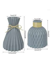 Sturdy Plastic Roping Vase And Artificial Flower Set, Suitable For Decorating Dining Room, Living Room, Balcony, Cafe, Bedroom, Study, Party, Valentine's Day Gift Gifts Birthday Graduation Home Decor Back To School Room Decor School Supplies Flower Vase Glass Vase - Pink - View 8