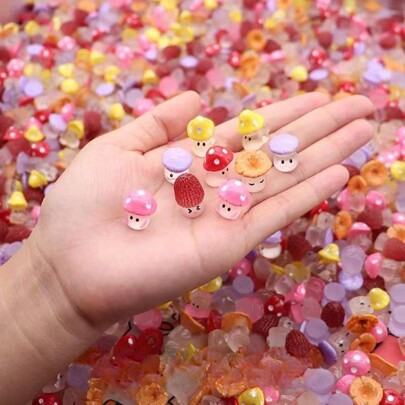 Mini Resin Cartoon Style Wild Mushroom Figurine For Creative Micro-Landscape Decor, Moss & Greenery Accent Diy Outdoor Garden Decor, Solid Best Gifts Birthday Graduation