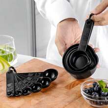 5 cái Dụng cụ làm bánh Bộ Bao gồm Ly đo lường , Thìa Đo lường , Bàn chải Dầu Với khắc độ Đánh dấu , Đồ dùng nhà bếp Bộ dụng cụ - màu đen - Xem 3