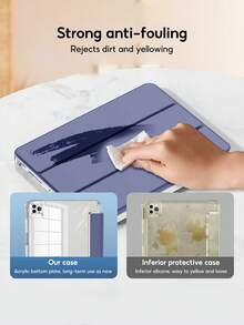 Tbtic 磨砂透明 Ipad 殼 Air 5 4 10.9 Pro 11 10th 9th 8th 7th Gen 10.2 Mini 6 殼帶筆放置槽 - 紫色 - 查看 9