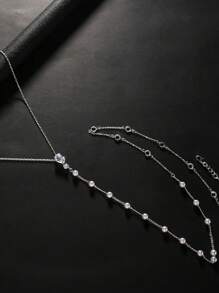 1pc Bridal Pearl Back Necklace, Crystal Body Chain Backdrop Jewelry For Women Wedding Dress