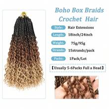24 Inch Goddess Box Braids Crochet Hair For Women, 1 Pack Crochet Box Braids Pre-Looped Boho Box Braids Crochet Braids Synthetic Braiding Hair Extension - Multicolor - View 2
