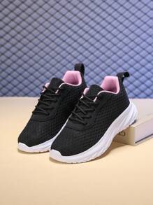 Children Shoes, Children Sports Shoes, Children Flat Shoes, Boys' Sports Shoes, Girls' Sports Shoes, Unisex Kids Breathable Mesh Casual Sports Shoes, Anti-Slip Running School Sneakers - Pink - View 9