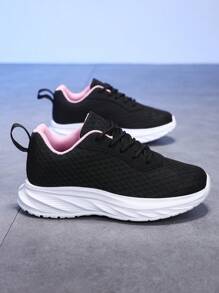 Children Shoes, Children Sports Shoes, Children Flat Shoes, Boys' Sports Shoes, Girls' Sports Shoes, Unisex Kids Breathable Mesh Casual Sports Shoes, Anti-Slip Running School Sneakers - Pink - View 10