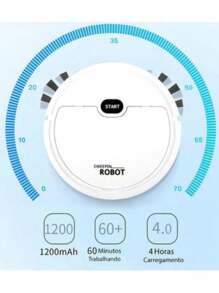 Robô Varredora/Aspirador De Pó 1200PA Automática Limpeza Doméstica Robótico Inteligente E Silencioso - Preto - Visão 4