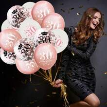 15Pcs 12 Inch 18th 21th 30th 40th 50th 60th 70th 80th Birthday Party Latex Balloons Birthday Eighteen Forty Fivty Sixty Seventy Eighty Anniversary Party Decoration Rose Gold Theme Party Balloon For 18 21 30 40 50 60 70 80 Years Birthday Party Supplies Indoor Outdoor Decor,Christmas - Rose Gold - View 4