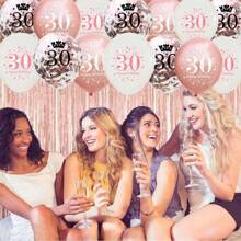 15Pcs 12 Inch 18th 21th 30th 40th 50th 60th 70th 80th Birthday Party Latex Balloons Birthday Eighteen Forty Fivty Sixty Seventy Eighty Anniversary Party Decoration Rose Gold Theme Party Balloon For 18 21 30 40 50 60 70 80 Years Birthday Party Supplies Indoor Outdoor Decor,Christmas - Rose Gold - View 6