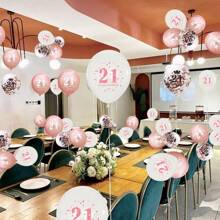 15Pcs 12 Inch 18th 21th 30th 40th 50th 60th 70th 80th Birthday Party Latex Balloons Birthday Eighteen Forty Fivty Sixty Seventy Eighty Anniversary Party Decoration Rose Gold Theme Party Balloon For 18 21 30 40 50 60 70 80 Years Birthday Party Supplies Indoor Outdoor Decor,Christmas - Rose Gold - View 3
