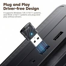 Adaptador Bluetooth USB Toocki BT 5.1 Dongle Receptor de audio inalámbrico para altavoces de PC, ratón inalámbrico, auriculares, teclado, transmisión de música - Negro - Ver 2
