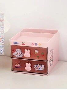 1 Miếng Dễ thương Kẹo Màu sắc Văn phòng phẩm Bàn Lưu trữ Tủ Với Hai Ngăn kéo Ngăn đựng bút chì Ins Văn phòng Bút Tủ Kawaii Dung lượng lớn Không thấm nước Học sinh Giá đỡ bàn Cho cô gái - Hồng - Xem 3
