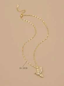 1pc Stainless Steel Bird & Rhinestone Decor Necklace For Women, Holiday Gift - Yellow Gold - View 3