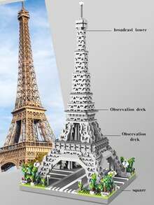 1 Set Classic Architecture Series Iron Tower Building Blocks, Holiday Gift Toys - Grey - View 3