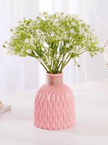 Sturdy Plastic Roping Vase And Artificial Flower Set, Suitable For Decorating Dining Room, Living Room, Balcony, Cafe, Bedroom, Study, Party, Valentine's Day Gift Gifts Birthday Graduation Home Decor Back To School Room Decor School Supplies Flower Vase Glass Vase - Pink - View 5