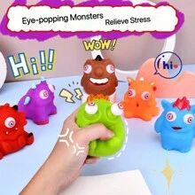 2pcs Randomly Selected Stress Relief Fidget Toys, Including Eye-Popping Monster And Squishy Stress Ball - Multiple Styles - View 1