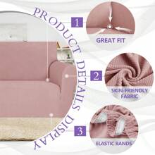 YSTYLE Sofa Cover 1/2/3/4 Seats With Armrests, Stretch Couch Cover, Heavyweight Winter Slipcover, Non-Slip Sofa Cover Washable - Pink - View 6