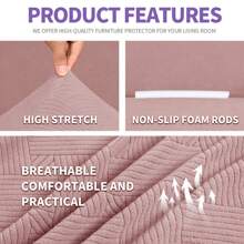 YSTYLE Sofa Cover 1/2/3/4 Seats With Armrests, Stretch Couch Cover, Heavyweight Winter Slipcover, Non-Slip Sofa Cover Washable - Pink - View 5