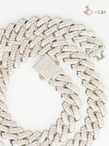 Cadena cubanas ,Collares Cubanas De Diamantes, Collar De Hip-Hop Con Diamantes De Imitación De Moda 50cm - Plateado - Ver 5