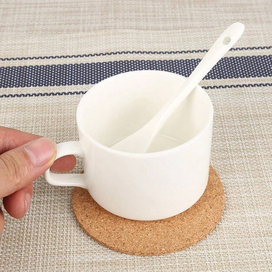 1/3/5/10 PIEZAS Posavasos de corcho natural redondos y cuadrados, manteles de mesa de bricolaje resistentes al calor, antideslizantes para tazas de té, café y bebidas, utensilios de cocina - redondo - Ver 1