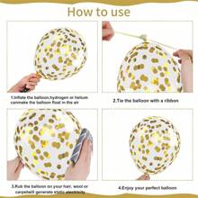 20pcs Pink And White Balloons, Pink And White Confetti Balloons With Colorful Confetti, Suitable For Birthday Party Decoration, Wedding, Bridal Shower, And Bride Gifts, Back To School Valentine Day - Pink Gold - View 3