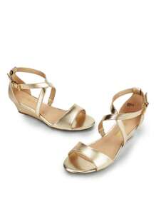 Women Wedge Sandals Adjustable Ankle Strap Open Toe Platform  Low Wedge Work Valentine's Day Wedding Party  Dating Prom Pump Wedge Sandals - 金PU - 查看 1