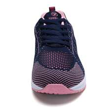 Womens Sneakers Lightweight Ladies Trainers Breathable Woman Running Shoes Daily Walking Outdoor Fitness Athletic Lace Up Flat Fitness Air Sports Shoes - Blue Pink - View 3