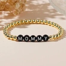 1 Miếng Tối giản Và Khác Tiếng Anh 18K Mạ vàng Đồng Hạt Của phụ nữ Vòng tay , Gấp lại , Ngày lễ Mẹ Qủa tặng , Qủa tặng - vòng tay bảng chữ cái - Xem 5