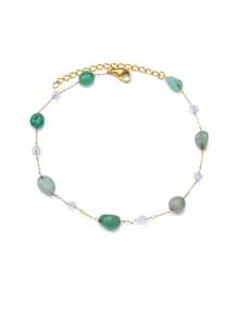 1 Miếng Boho Thời trang Màu xanh lá Đá tự nhiên Vòng chân Đối với phụ nữ Thép không gỉ vòng chân , Thích hợp Đối với bờ biển Kỳ nghỉ - Vàng - Xem 12