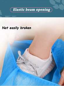 1 包/100 件一次性鞋套,加厚不織布,成人家用防滑塑膠防水室內學生鞋套 - 藍色 - 查看 1