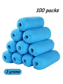 1 包/100 件一次性鞋套,加厚不織布,成人家用防滑塑膠防水室內學生鞋套 - 藍色 - 查看 3