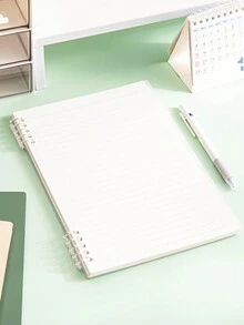 1 Notebook With Transparent B5 Loose-Leaf Sheets, Detachable Without Bulging, Thickened, Inserted Loose-Leaf Clip, For Students' Exam And Study, With Horizontal Line - Clear - View 1