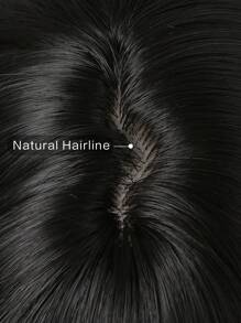 26 英寸长直发自然黑色假发带刘海耐热合成假发适合女士日常派对角色扮演使用