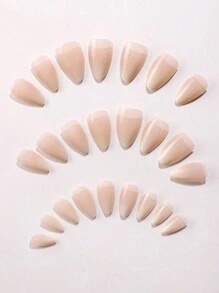 1 套 24 片短杏仁形裸色渐变假指甲，带按压式和 1 个指甲贴和 1 个果冻凝胶，适合女士日常佩戴美甲用品指甲