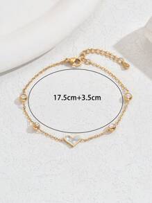 1 pieza Brazalete de acero inoxidable con forma de corazón y diamantes de imitación, caja de regalo de lujo, regalo de cumpleaños, accesorio de joyería ligero y versátil para mujeres