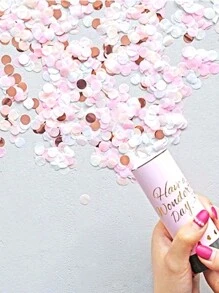 1入組迷你手持式彩帶迎賓炮,白色便攜式diy彈簧推進的五顏六色彩紙迎賓炮,適用於生日派對、婚禮和母親節家庭聚會營造氛圍道具 - 白色 - 查看 2