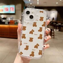 Cute Teddy Bear Series Silicone Phone Case Protective Cover For IPhone15/15Pro/15ProMax/14/13/12/11/XsMAX - Brown Teddy Bear - View 2