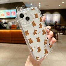 Cute Teddy Bear Series Silicone Phone Case Protective Cover For IPhone15/15Pro/15ProMax/14/13/12/11/XsMAX - Brown Teddy Bear - View 5