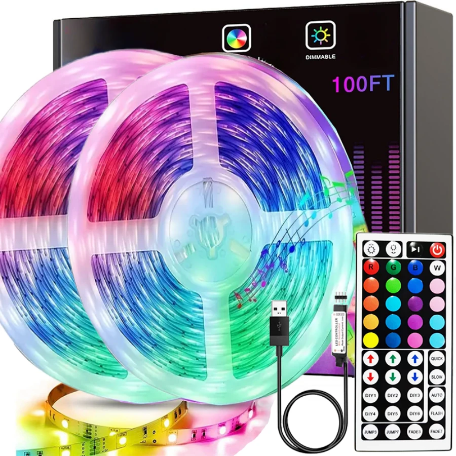 A Set Of LED Lights With 5050 Infrared 44 Key Remote Control To Control