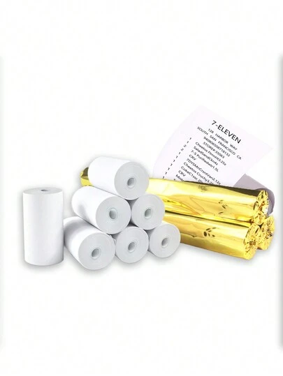 8 rollos de papel térmico blanco en blanco para caja registradora, supermercado - comida para llevar - papel universal de registro de flujo de caja para hostelería